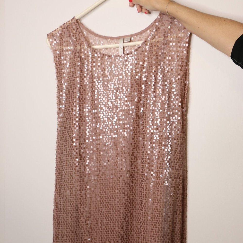 LC Lauren Conrad Blush Sequin Shift Mini Dress